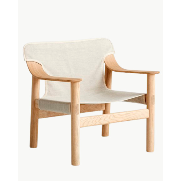 Hay Bernard Lounge Stol Lakkert Eik Canvas Cover Raw Tekstil