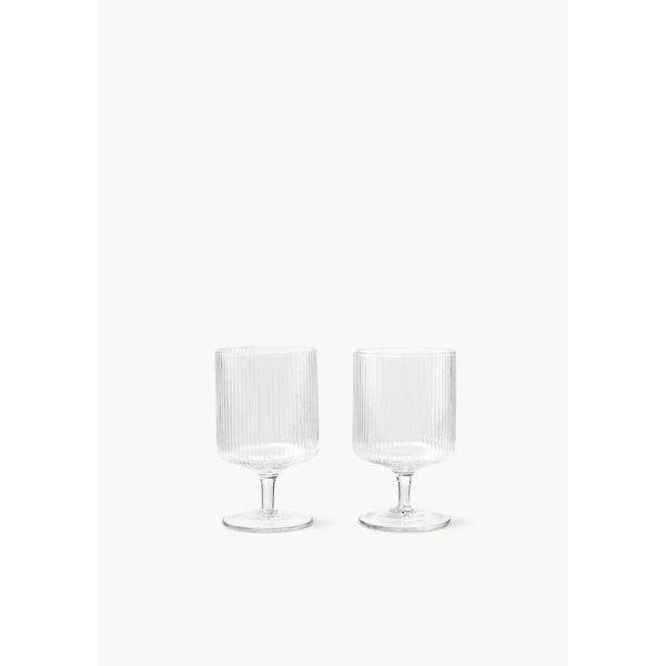 Ferm Living Ripple Wine Glass sett med 2, clear